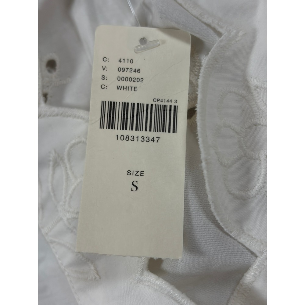 Anthropologie High Rise Cotton Poplin Eyelet Scalloped Balloon Sleeve S NEW - Picture 7 of 13